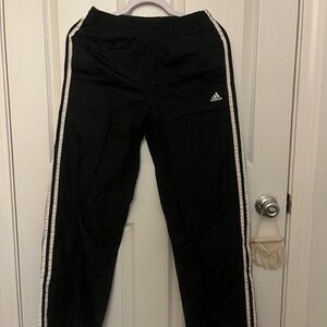 Adidas Kids Black Track Pants with White Stripes